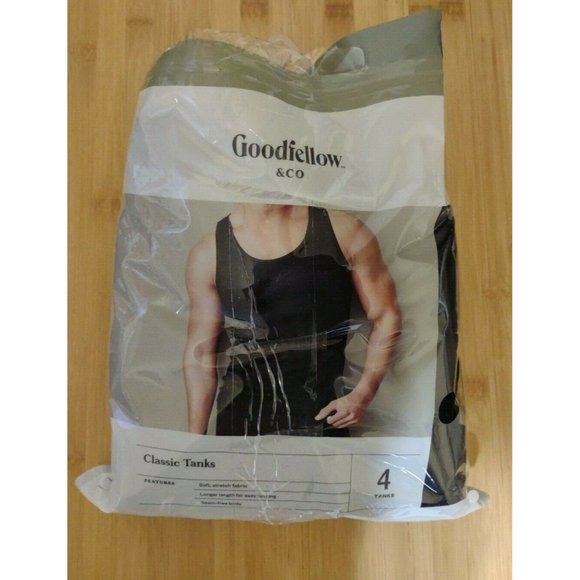 Mens Goodfellow Black XXL Pack Of 4 Classic Tank Tops Longer Length For Tucking - Picture 6 of 7